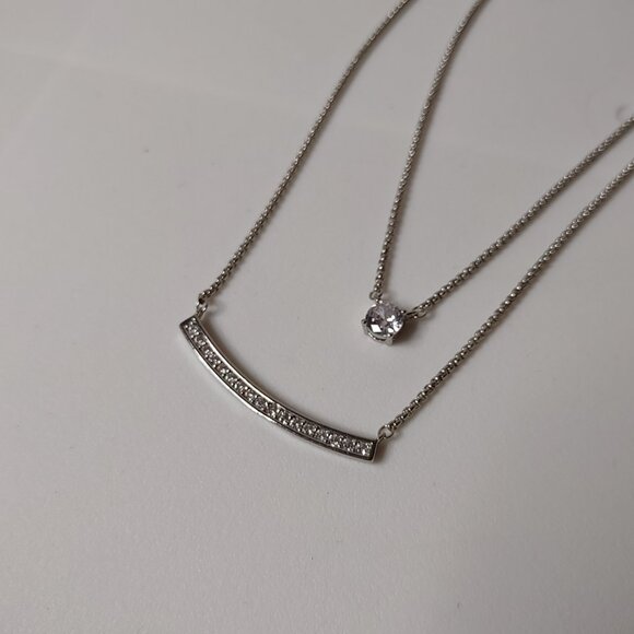 17.5 Inch 2 Layer Silver Tone JNY Necklace - Picture 4 of 11